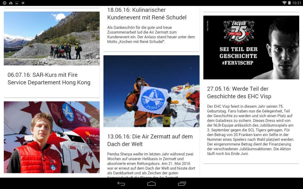 Screenshot Air Zermatt App